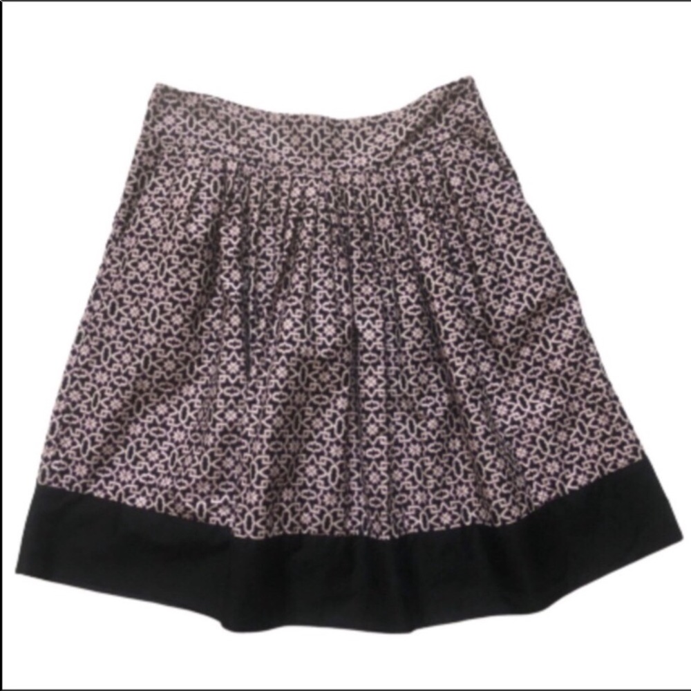 Fashion Bug Black Purple and Cream Print A-Line Skirt 10